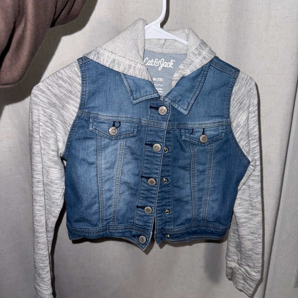 Cat & Jack Denim Jacket with Heather Gray Sleeves